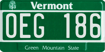 VT license plate OEG186