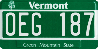 VT license plate OEG187