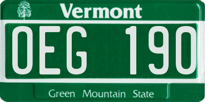VT license plate OEG190