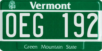 VT license plate OEG192