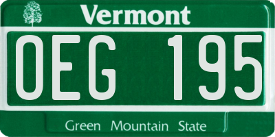 VT license plate OEG195