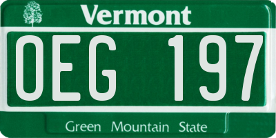 VT license plate OEG197