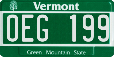VT license plate OEG199
