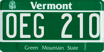 VT license plate OEG210
