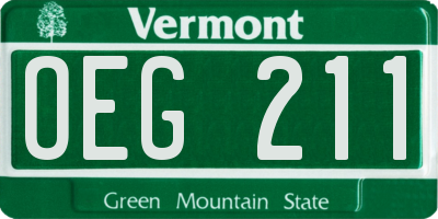 VT license plate OEG211