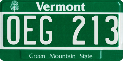 VT license plate OEG213