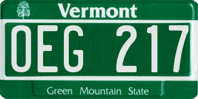 VT license plate OEG217