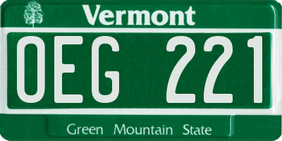 VT license plate OEG221