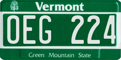 VT license plate OEG224