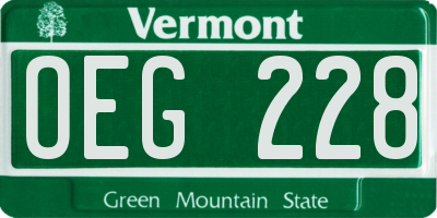 VT license plate OEG228