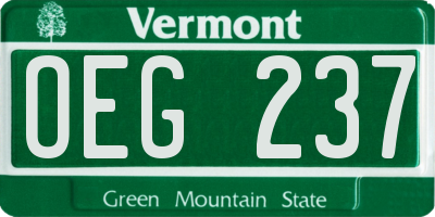 VT license plate OEG237