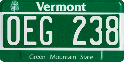 VT license plate OEG238