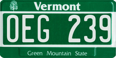 VT license plate OEG239