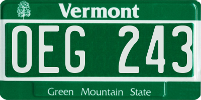 VT license plate OEG243