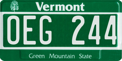 VT license plate OEG244