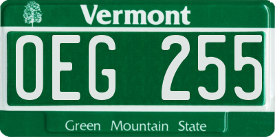 VT license plate OEG255