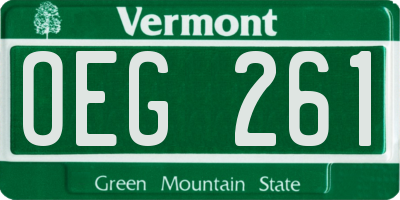VT license plate OEG261