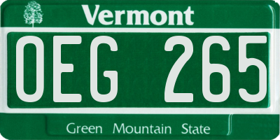 VT license plate OEG265