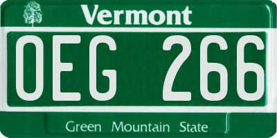 VT license plate OEG266
