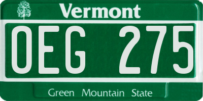 VT license plate OEG275