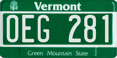 VT license plate OEG281
