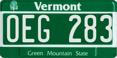 VT license plate OEG283