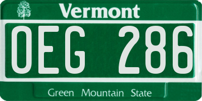 VT license plate OEG286