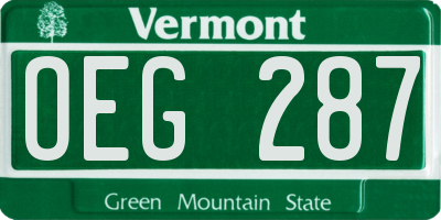 VT license plate OEG287