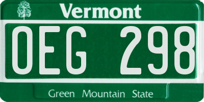 VT license plate OEG298