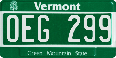 VT license plate OEG299