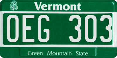 VT license plate OEG303