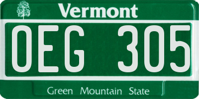VT license plate OEG305