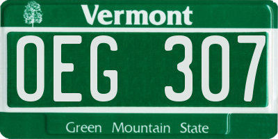 VT license plate OEG307