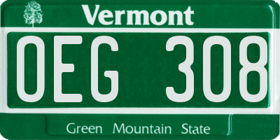VT license plate OEG308