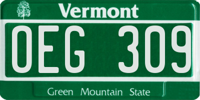 VT license plate OEG309