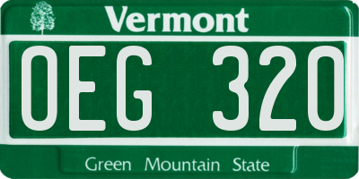 VT license plate OEG320