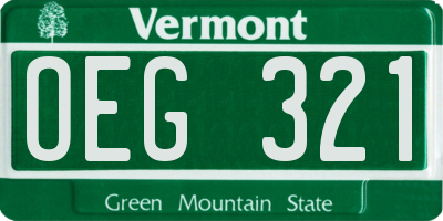 VT license plate OEG321
