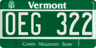VT license plate OEG322