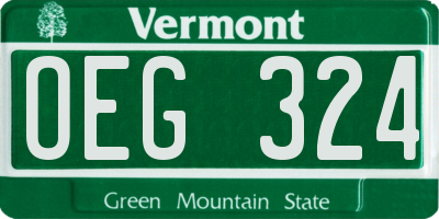 VT license plate OEG324