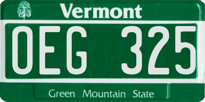 VT license plate OEG325