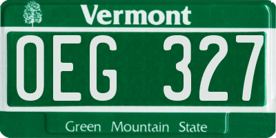 VT license plate OEG327