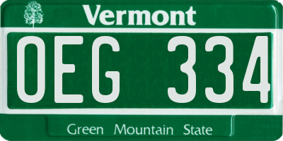 VT license plate OEG334