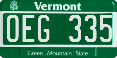 VT license plate OEG335