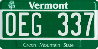 VT license plate OEG337