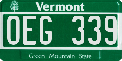 VT license plate OEG339