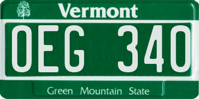 VT license plate OEG340