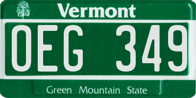 VT license plate OEG349