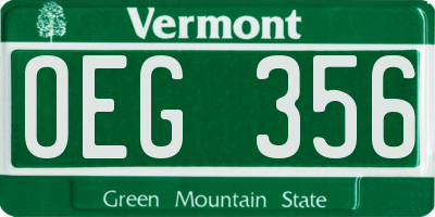 VT license plate OEG356