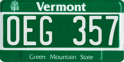VT license plate OEG357