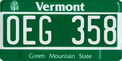 VT license plate OEG358
